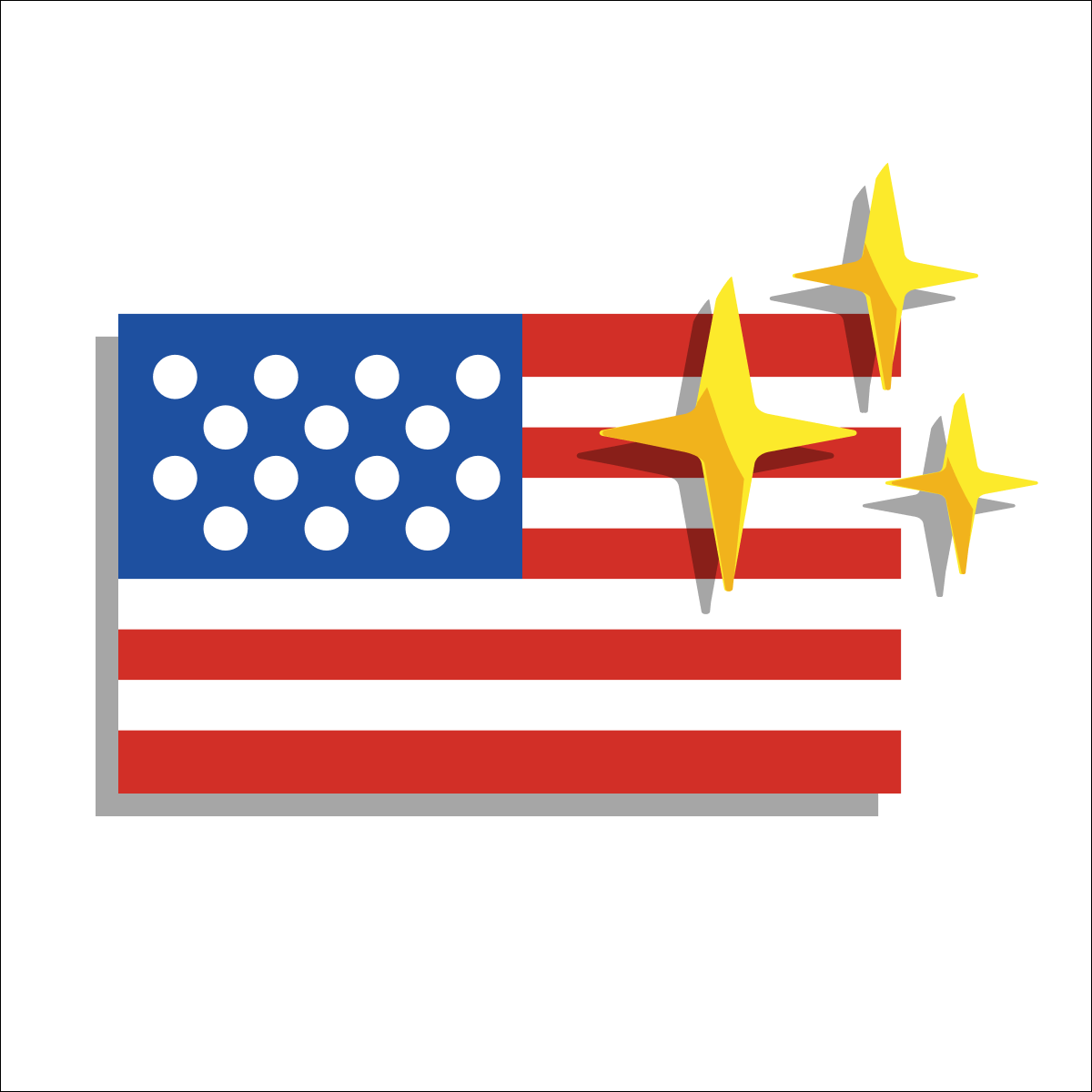 American flag and sparkles icons