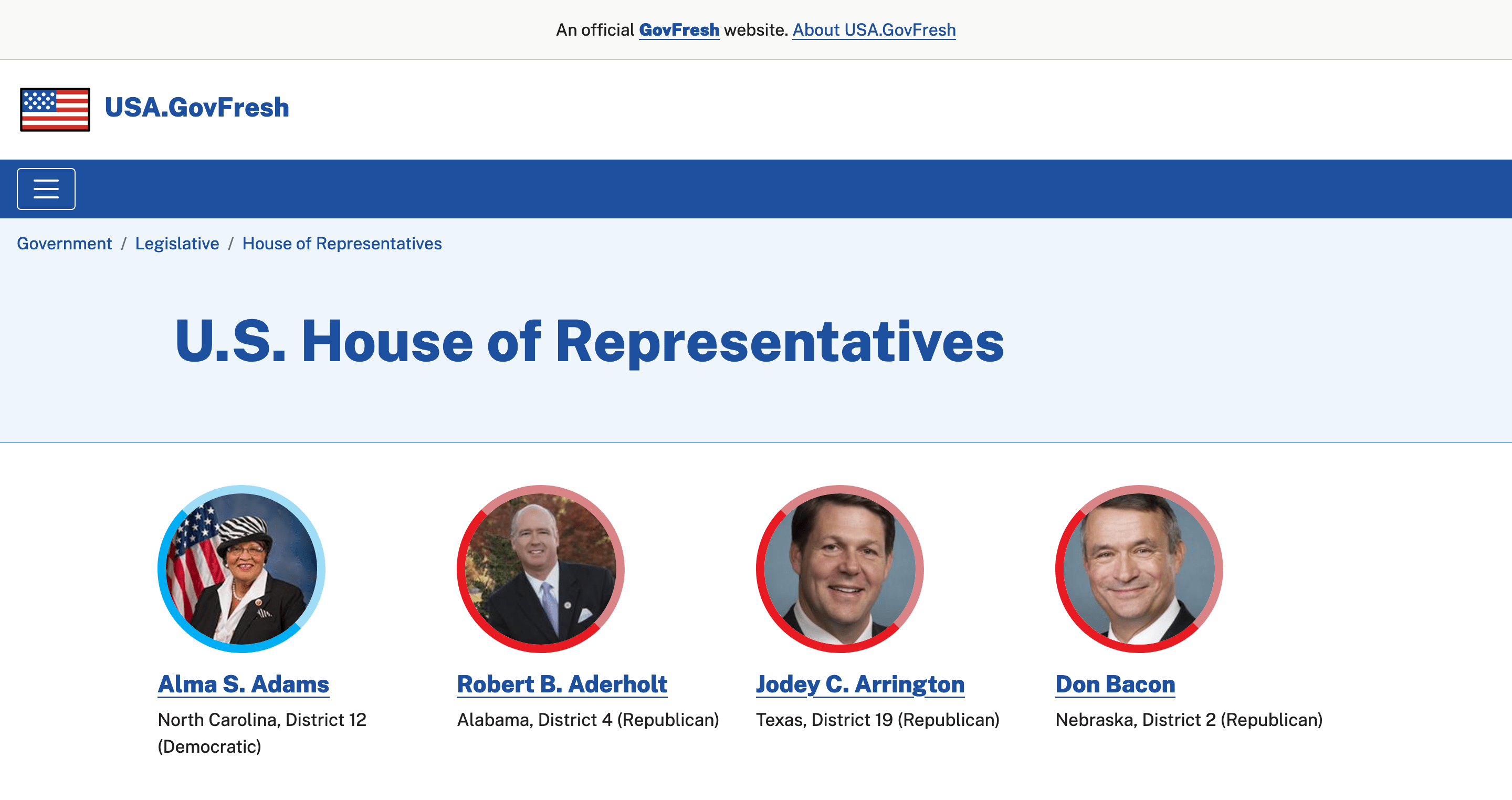 House of Representative page