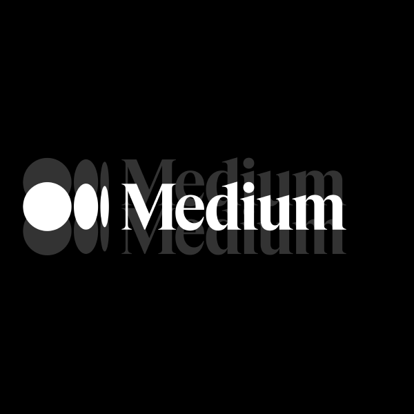 White Medium logo on a black background