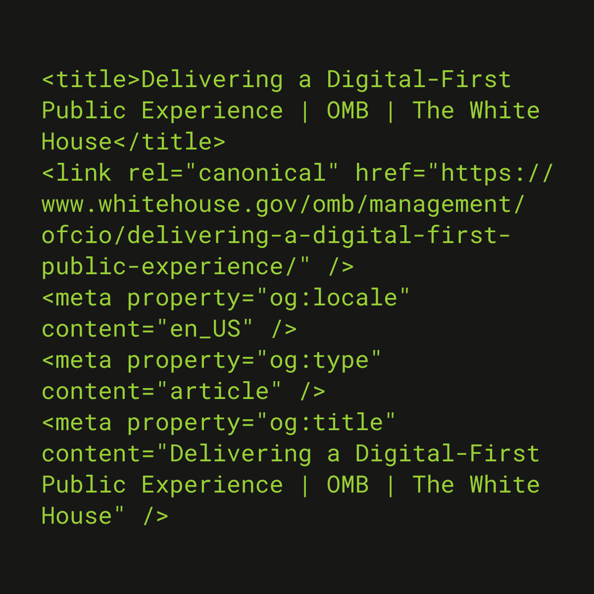 Text of whitehouse.gov metadata