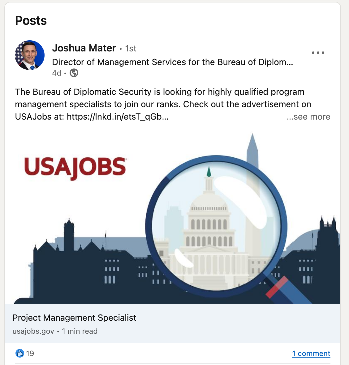 USAJOBS jobs posting on social media